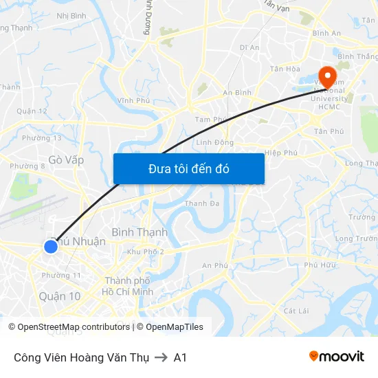 Công Viên Hoàng Văn Thụ to A1 map