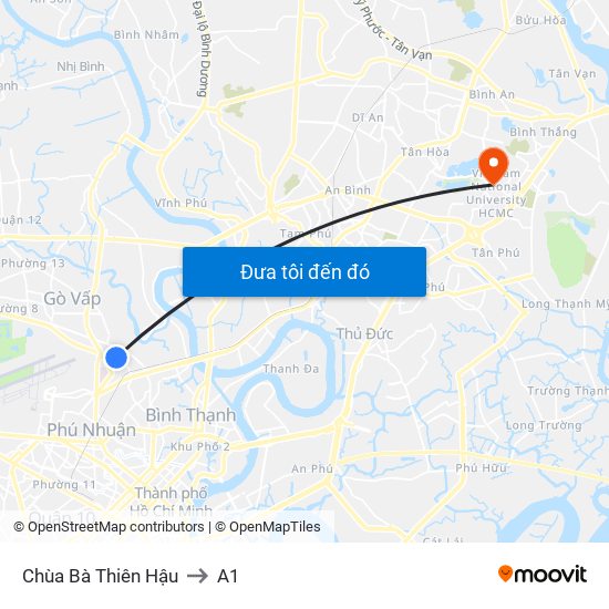 Chùa Bà Thiên Hậu to A1 map