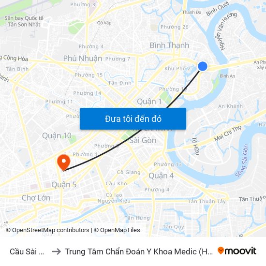 Cầu Sài Gòn to Trung Tâm Chẩn Đoán Y Khoa Medic (Hòa Hảo) map