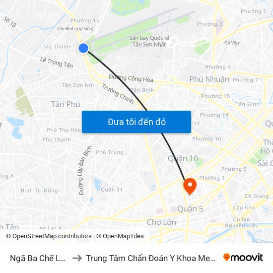 Ngã Ba Chế Lan Viên to Trung Tâm Chẩn Đoán Y Khoa Medic (Hòa Hảo) map