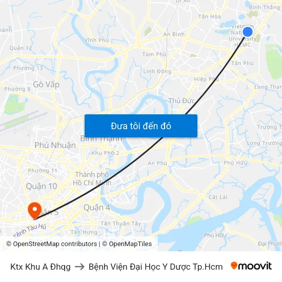 Ktx Khu A Đhqg to Bệnh Viện Đại Học Y Dược Tp.Hcm map