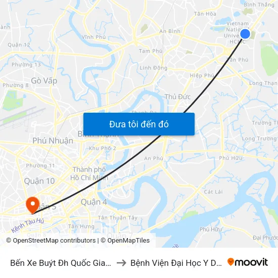 Bến Xe Buýt Đh Quốc Gia Tphcm (Mới) to Bệnh Viện Đại Học Y Dược Tp.Hcm map