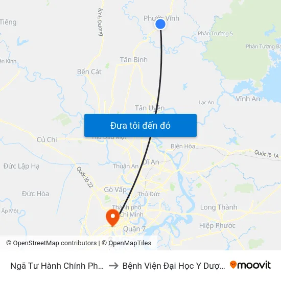 Ngã Tư Hành Chính Phước Vĩnh to Bệnh Viện Đại Học Y Dược Tp.Hcm map