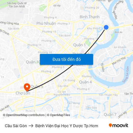 Cầu Sài Gòn to Bệnh Viện Đại Học Y Dược Tp.Hcm map