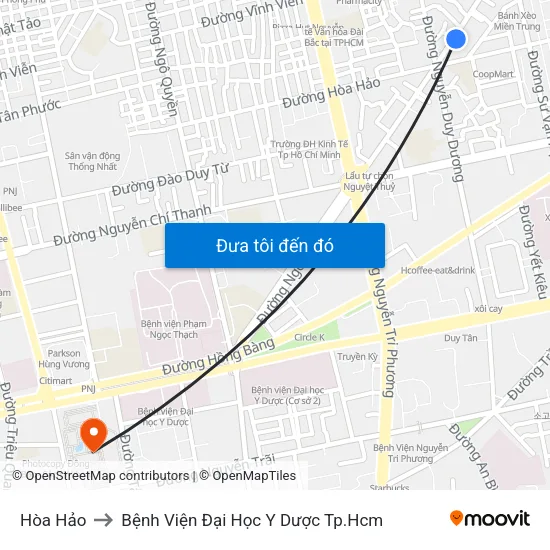 Hòa Hảo to Bệnh Viện Đại Học Y Dược Tp.Hcm map