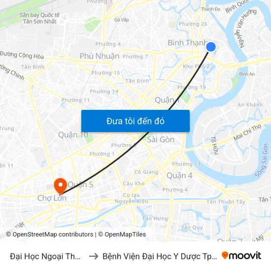 Đại Học Ngoại Thương to Bệnh Viện Đại Học Y Dược Tp.Hcm map