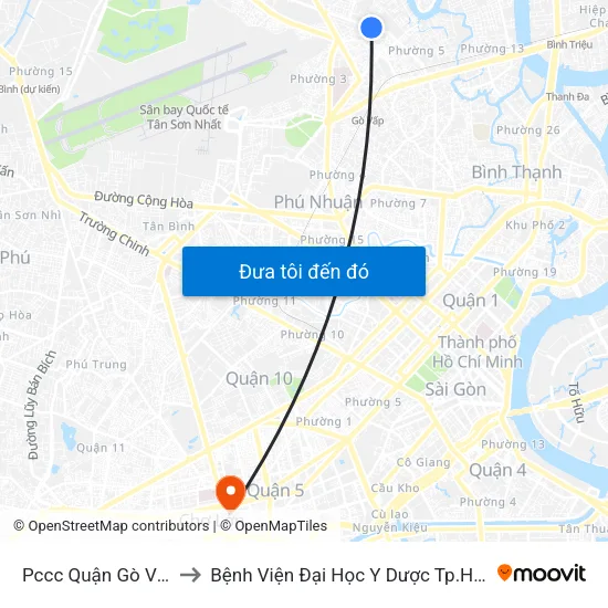 Pccc Quận Gò Vấp to Bệnh Viện Đại Học Y Dược Tp.Hcm map