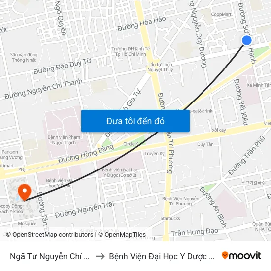 Ngã Tư Nguyễn Chí Thanh to Bệnh Viện Đại Học Y Dược Tp.Hcm map