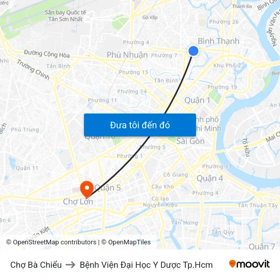 Chợ Bà Chiểu to Bệnh Viện Đại Học Y Dược Tp.Hcm map