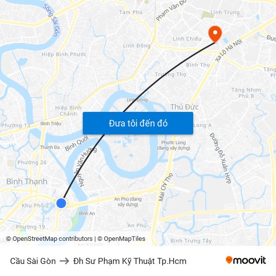 Cầu Sài Gòn to Đh Sư Phạm Kỹ Thuật Tp.Hcm map