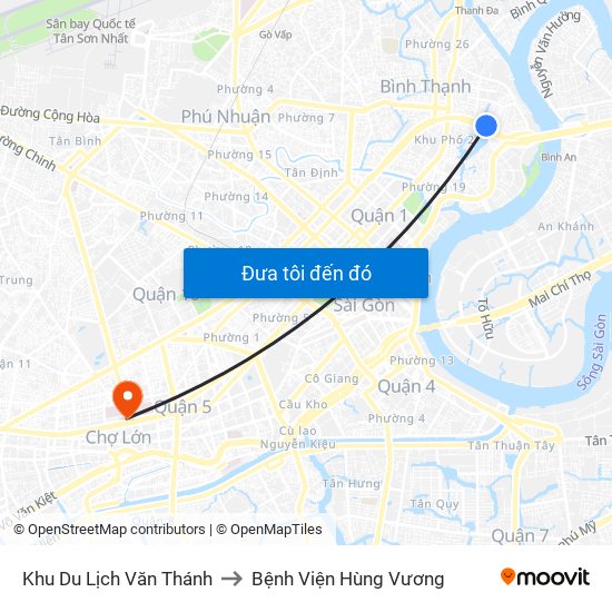 Khu Du Lịch Văn Thánh to Bệnh Viện Hùng Vương map