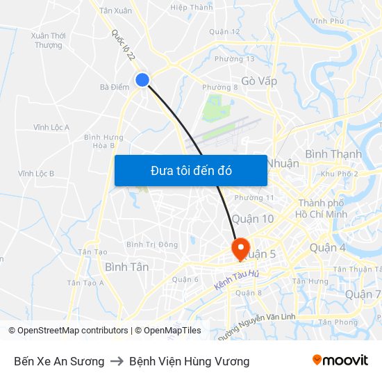 Bến Xe An Sương to Bệnh Viện Hùng Vương map