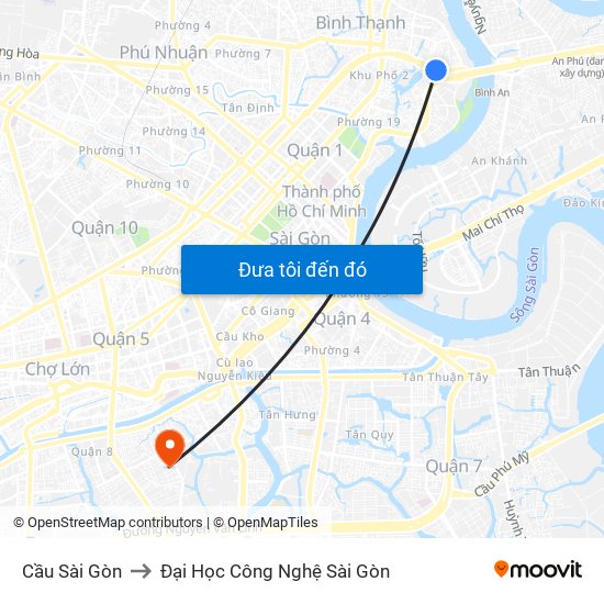 Cầu Sài Gòn to Đại Học Công Nghệ Sài Gòn map