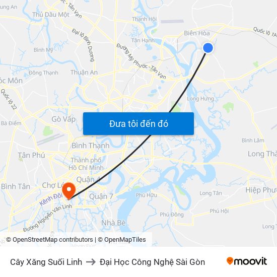 Cây Xăng Suối Linh to Đại Học Công Nghệ Sài Gòn map