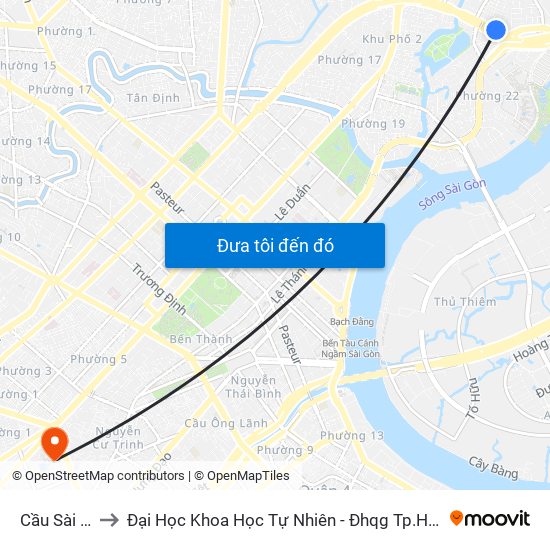 Cầu Sài Gòn to Đại Học Khoa Học Tự Nhiên - Đhqg Tp.Hcm - Cơ Sở 1 map