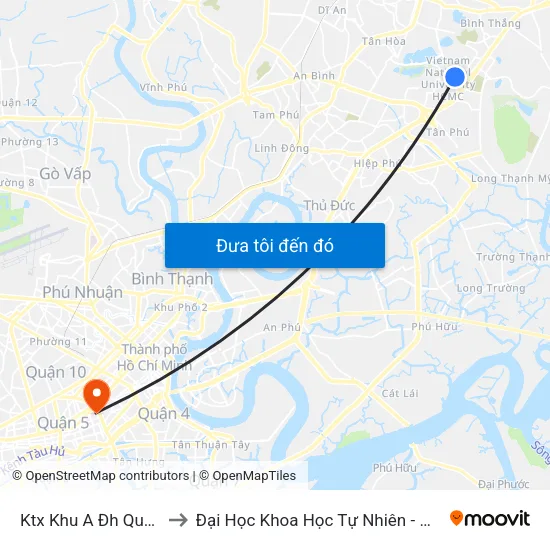 Ktx Khu A Đh Quốc Gia Tphcm to Đại Học Khoa Học Tự Nhiên - Đhqg Tp.Hcm - Cơ Sở 1 map