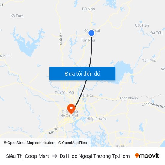 Siêu Thị Coop Mart to Đại Học Ngoại Thương Tp.Hcm map