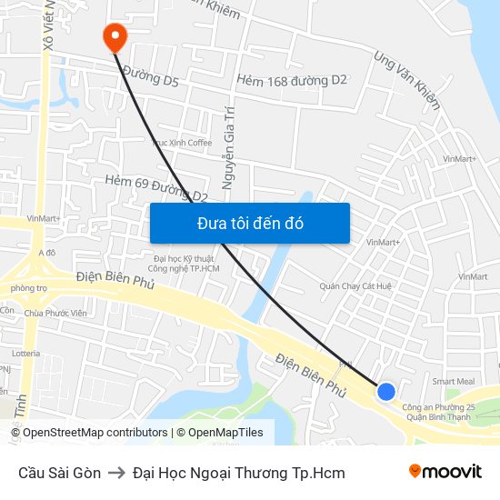 Cầu Sài Gòn to Đại Học Ngoại Thương Tp.Hcm map