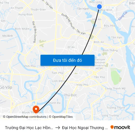 Trường Đại Học Lạc Hồng (Cs 1) to Đại Học Ngoại Thương Tp.Hcm map