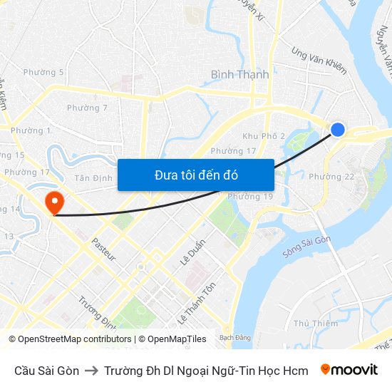 Cầu Sài Gòn to Trường Đh Dl Ngoại Ngữ-Tin Học Hcm map