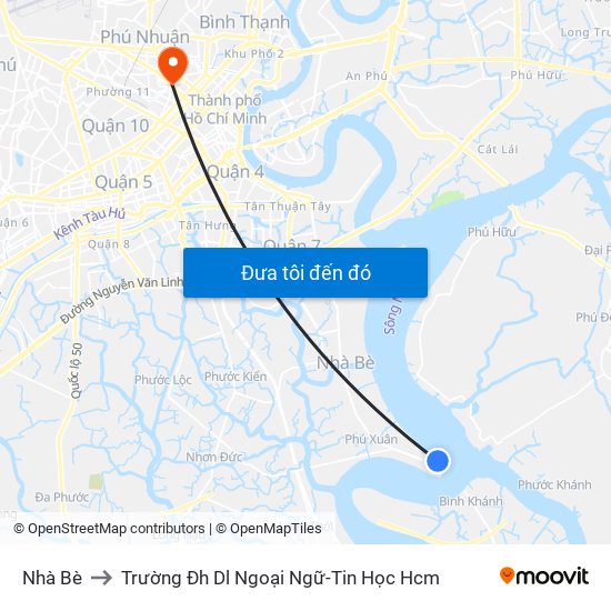 Nhà Bè to Trường Đh Dl Ngoại Ngữ-Tin Học Hcm map