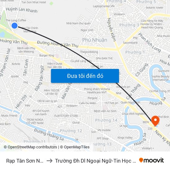 Rạp Tân Sơn Nhất to Trường Đh Dl Ngoại Ngữ-Tin Học Hcm map