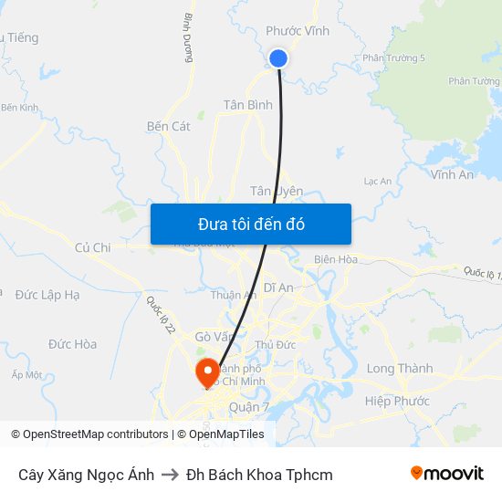 Cây Xăng Ngọc Ánh to Đh Bách Khoa Tphcm map