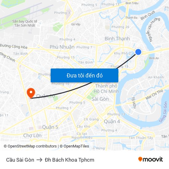 Cầu Sài Gòn to Đh Bách Khoa Tphcm map