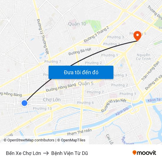 Bến Xe Chợ Lớn to Bệnh Viện Từ Dũ map