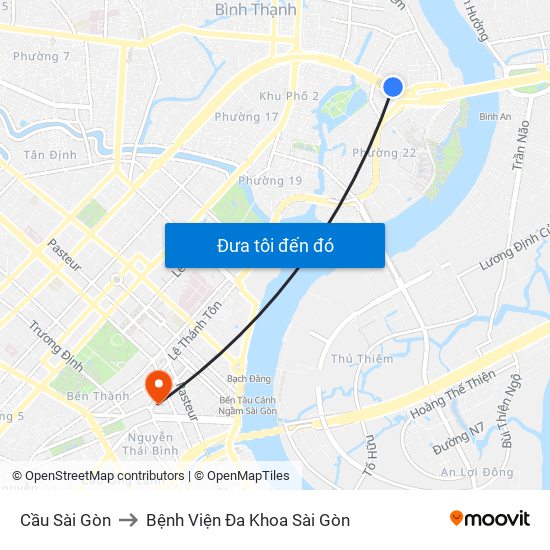 Cầu Sài Gòn to Bệnh Viện Đa Khoa Sài Gòn map