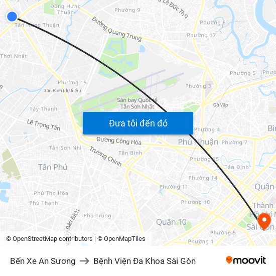 Bến Xe An Sương to Bệnh Viện Đa Khoa Sài Gòn map