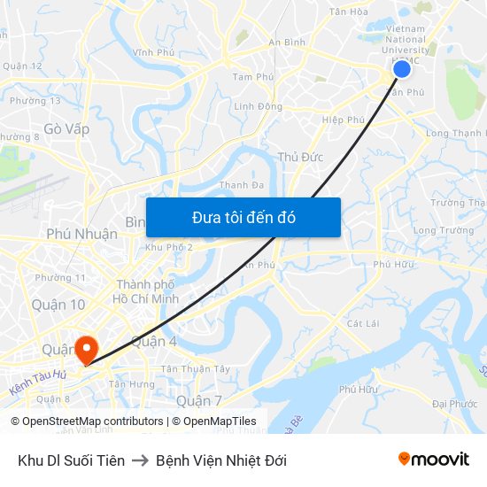 Khu Dl Suối Tiên to Bệnh Viện Nhiệt Đới map