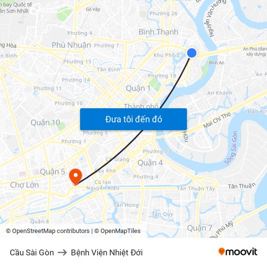 Cầu Sài Gòn to Bệnh Viện Nhiệt Đới map