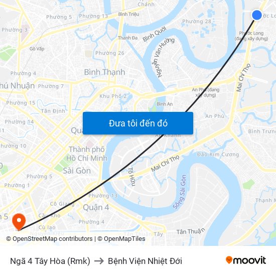 Ngã 4 Tây Hòa (Rmk) to Bệnh Viện Nhiệt Đới map