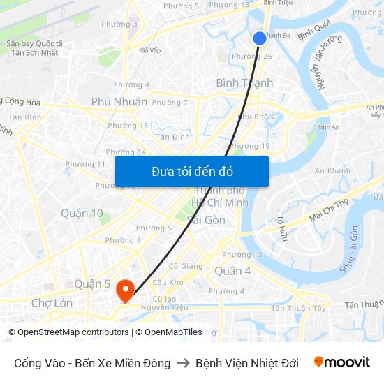 Cổng Vào - Bến Xe Miền Đông to Bệnh Viện Nhiệt Đới map