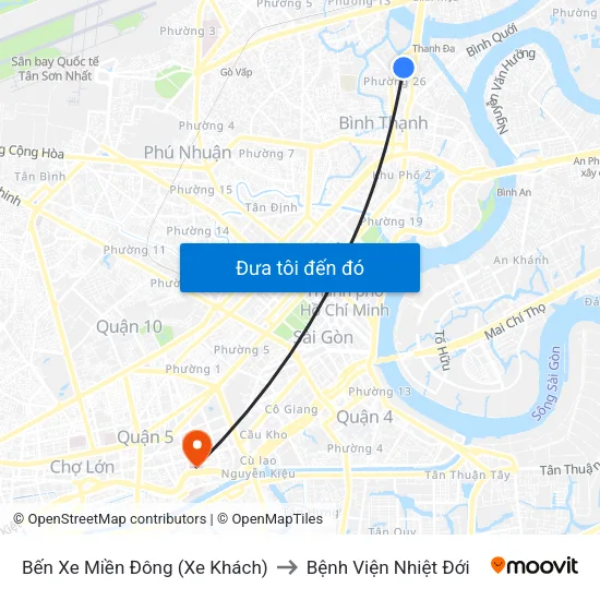 Bến Xe Miền Đông (Xe Khách) to Bệnh Viện Nhiệt Đới map
