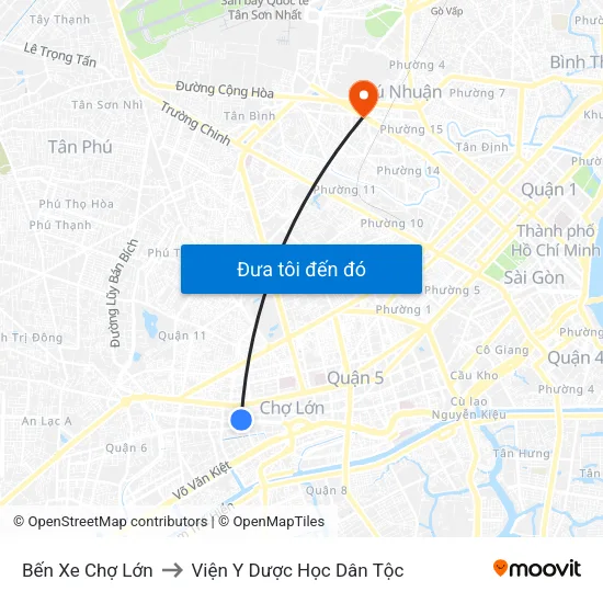 Bến Xe Chợ Lớn to Viện Y Dược Học Dân Tộc map