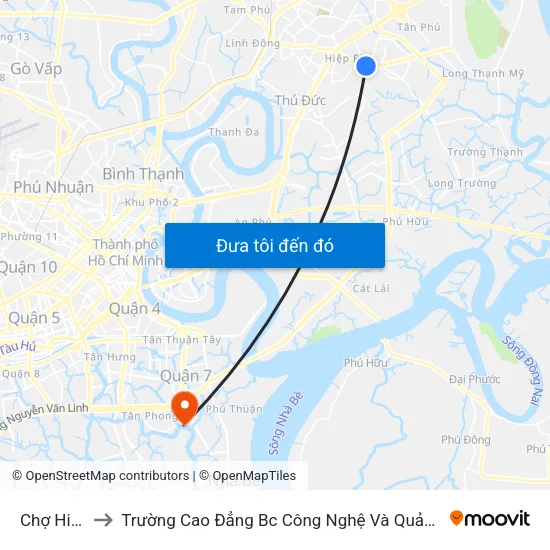 Chợ Hiệp Phú to Trường Cao Đẳng Bc Công Nghệ Và Quản Trị Doanh Nghiệp (Ctim) map