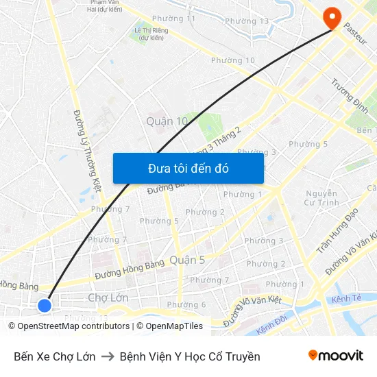 Bến Xe Chợ Lớn to Bệnh Viện Y Học Cổ Truyền map