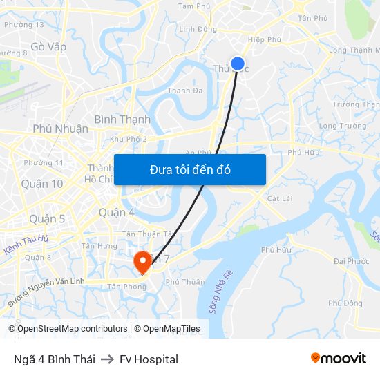 Ngã 4 Bình Thái to Fv Hospital map