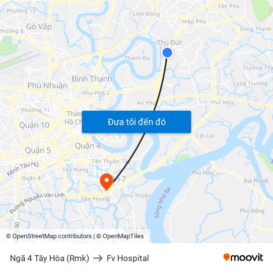 Ngã 4 Tây Hòa (Rmk) to Fv Hospital map