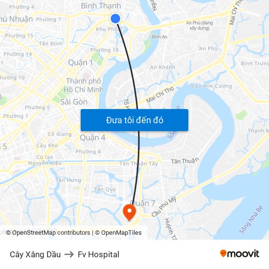 Cây Xăng Dầu to Fv Hospital map