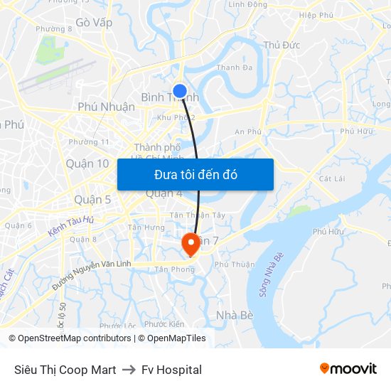 Siêu Thị Coop Mart to Fv Hospital map