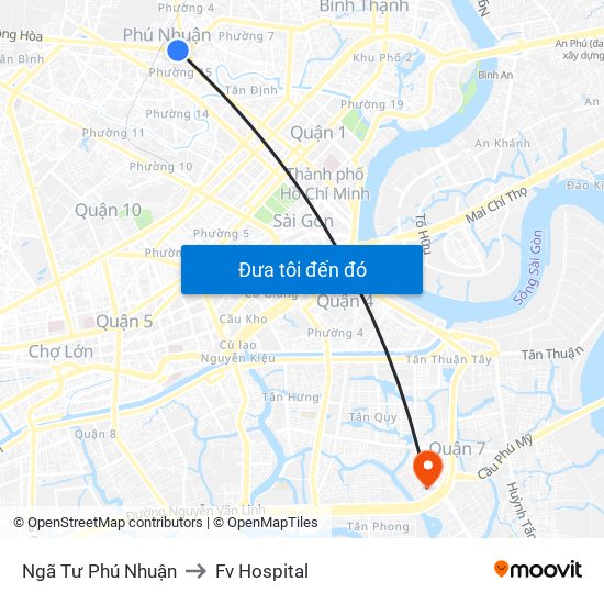 Ngã Tư Phú Nhuận to Fv Hospital map