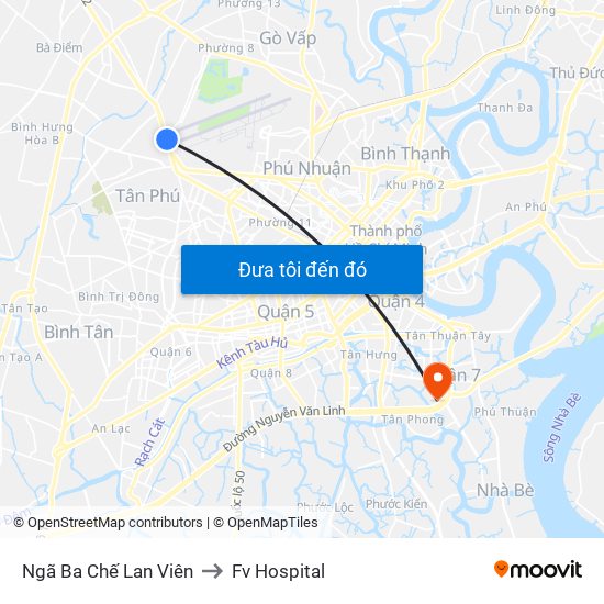 Ngã Ba Chế Lan Viên to Fv Hospital map