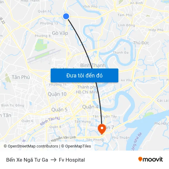 Bến Xe Ngã Tư Ga to Fv Hospital map
