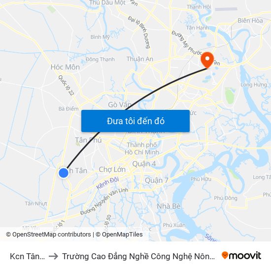 Kcn Tân Tạo to Trường Cao Đẳng Nghề Công Nghệ Nông Lâm Nam Bộ map