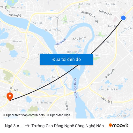 Ngã 3 Amata to Trường Cao Đẳng Nghề Công Nghệ Nông Lâm Nam Bộ map