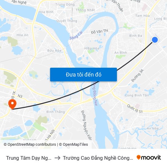 Trung Tâm Dạy Nghề Vim Hem Pích to Trường Cao Đẳng Nghề Công Nghệ Nông Lâm Nam Bộ map