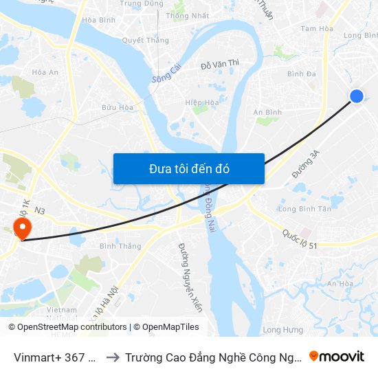 Vinmart+ 367 Bùi Văn Hòa to Trường Cao Đẳng Nghề Công Nghệ Nông Lâm Nam Bộ map